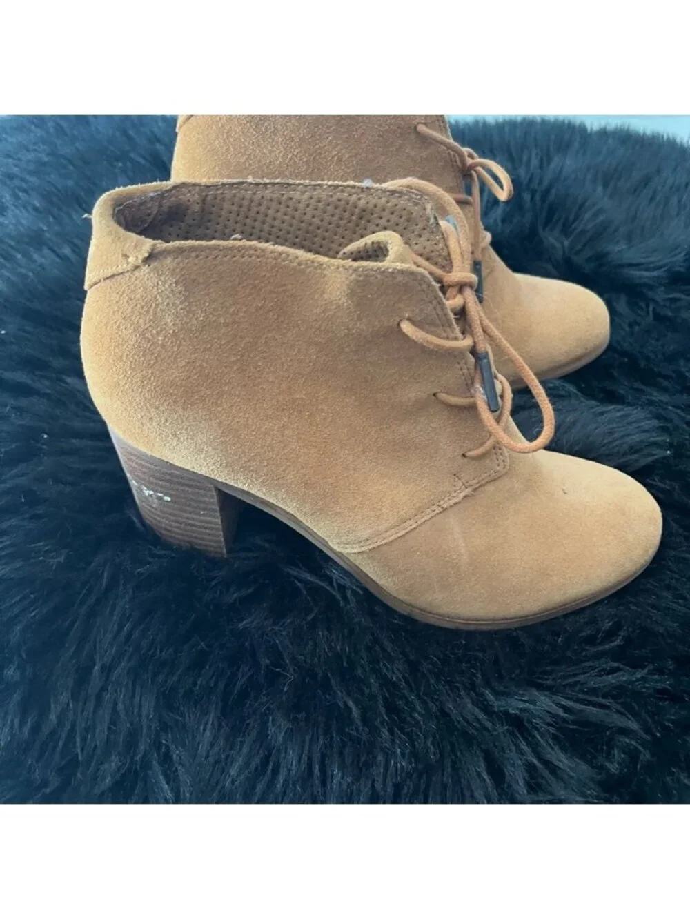 Toms Suede Lace-Up Ankle Booties - Cognac women’s 8